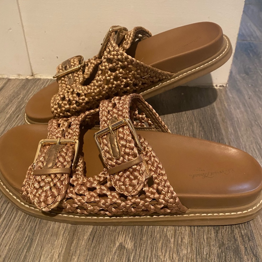 Braided Double-Buckle Sandal in Rose Gold - Women Shoes Size 8 Universal Thread - Picture 2 of 5